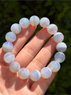 13mm high quality strechable blue lace agate bracelet 1729